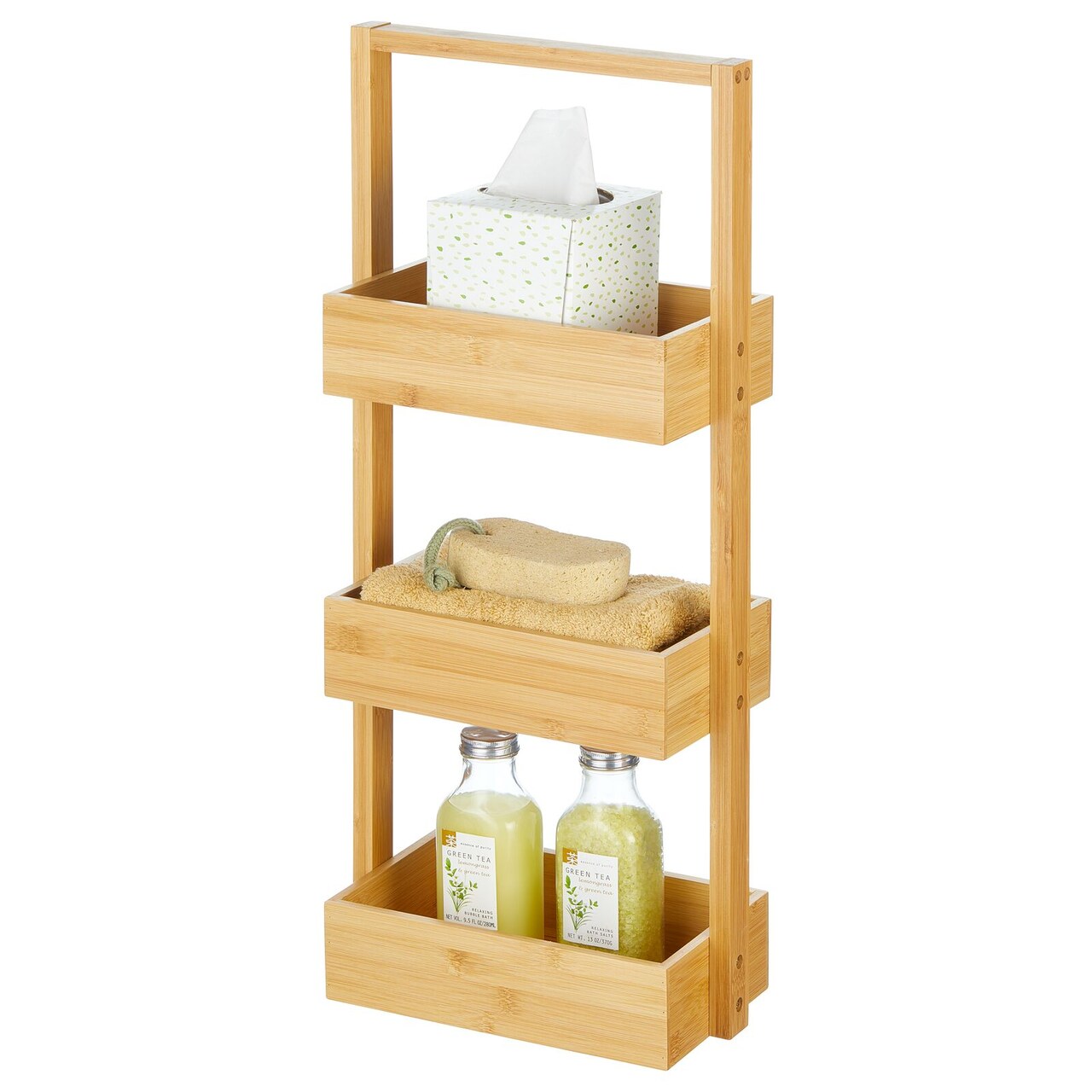 mDesign Free-Stand Wood Bamboo Tiered Storage Rack Shelf for Bathroom